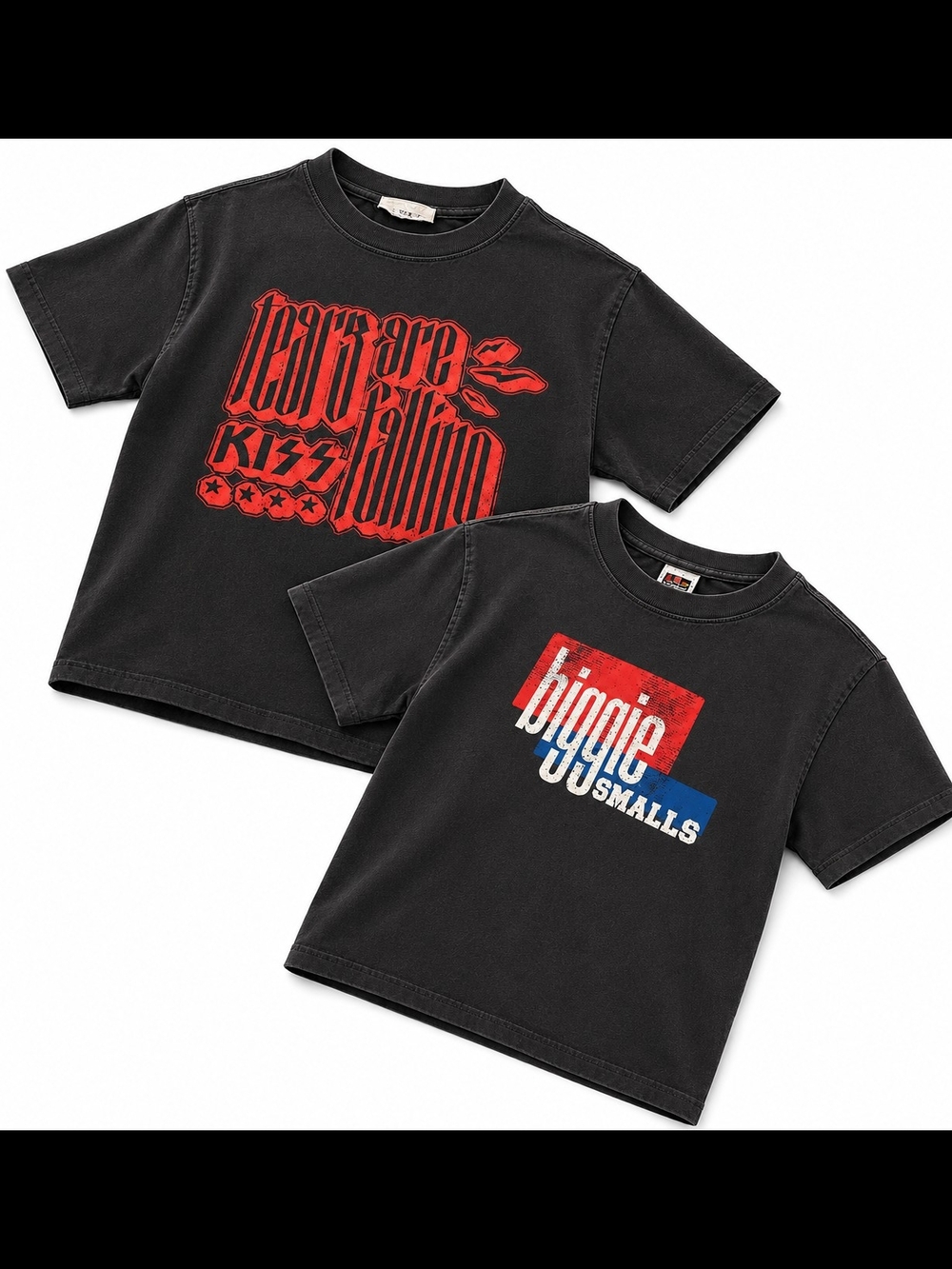 Retro Kiss And biggie Smalls  Cotton On Black Short Sleeve Tees Kids